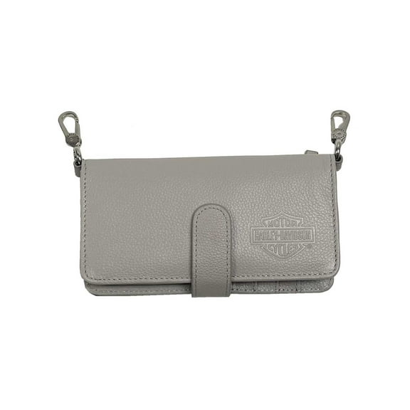Harley-Davidson Women's Vixen Bar & Shield Leather Phone Crossbody Purse - Gray, Harley Davidson