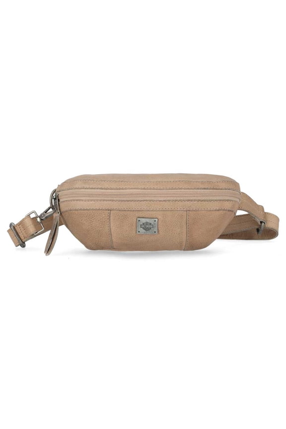 Women's Washed Genuine Leather Hip Bag w/Adjustable Strap, Tan, Harley Davidson