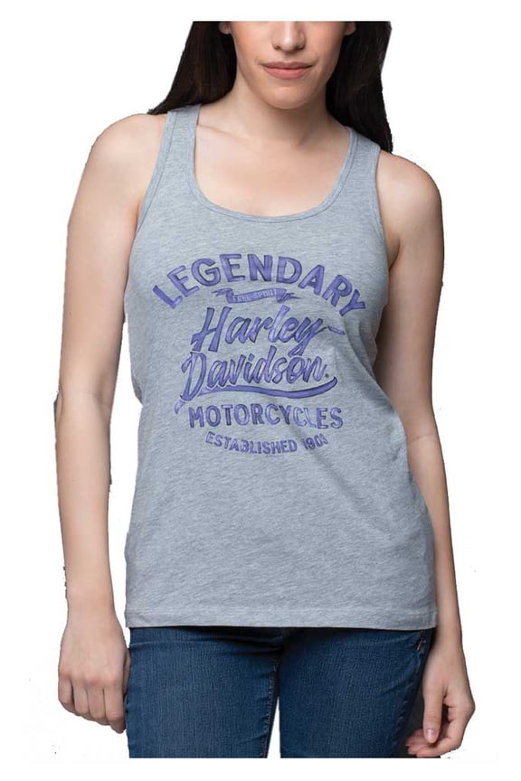 Women's Watercolor Racerback Curved Hem Sleeveless Tank Top (L), Harley Davidson