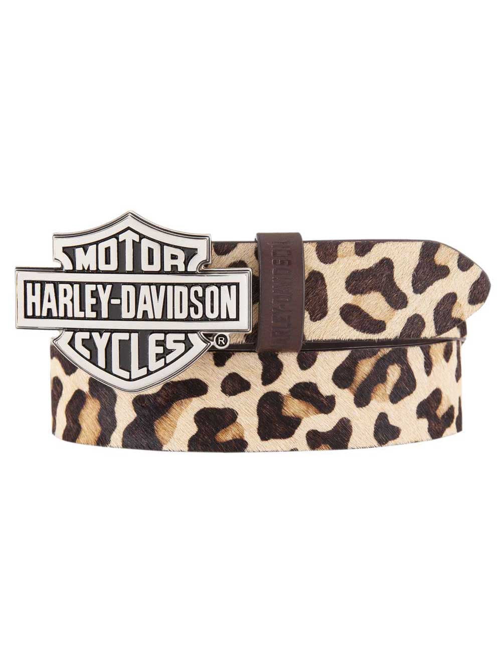 Harley-Davidson Leopard Print Belt with Silver Shield Buckle Chrome Hearts Leopard / Cheetah Gunslinger Pony Hair Belt  main image 4