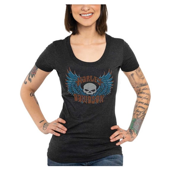 Harley-Davidson Women's Willie G Winged Embellished Short Sleeve Tee (XL), Harley Davidson