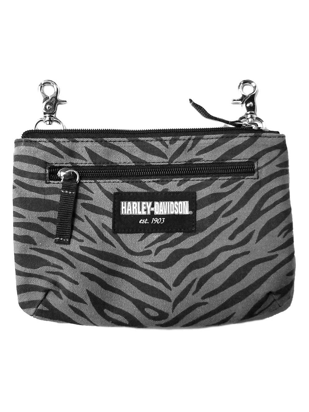 Harley-Davidson Women's Zebra Print Cotton Canvas Hip Bag w/ Strap- Gray & Black, Harley Davidson Harley-Davidson Women's Zebra Print Cotton Canvas Hip Bag w/ Strap- Gray & Black, Harley Davidson