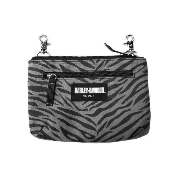 Harley-Davidson Women's Zebra Print Cotton Canvas Hip Bag w/ Strap- Gray & Black, Harley Davidson