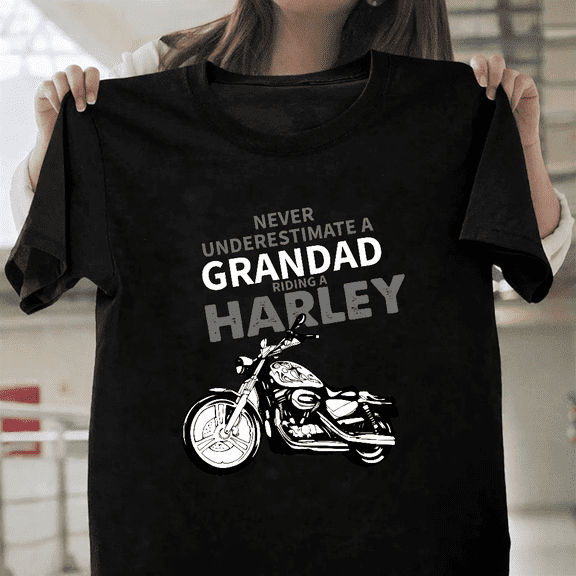 Harley Grandpa Motorcycle Graphic Biker Rider Vintage Retro Wheel Unisex T-Shirt, up to size 3XL.