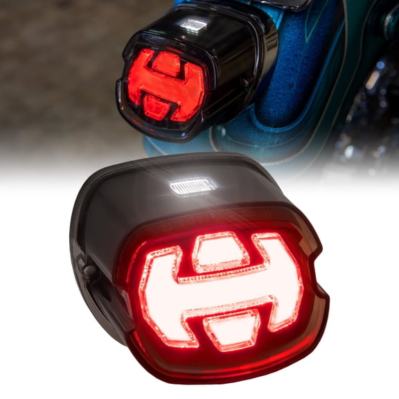 Harley LED Brake Tail Light [DOT Approved] [Arrow-Design] [Plug-n-Play] - License Running Tail Brake Light for Harley Davidson Sportster Dyna Fatboy Softail Road King Glide Electra Heritage