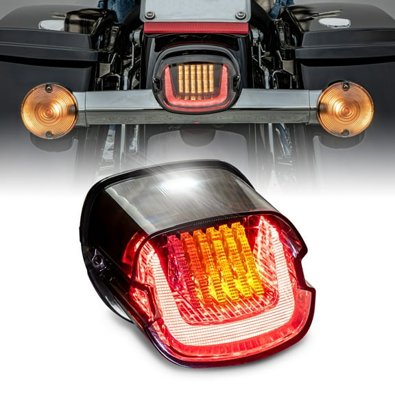 Harley LED Brake Tail Light [F1-Style Flashing Blinker] [Sequential Turn Signals] [DOT] [Plug&Play] - License Running Tail Brake Light for Harley Davidson Sportster Dyna Fatboy Softail Road King Glide