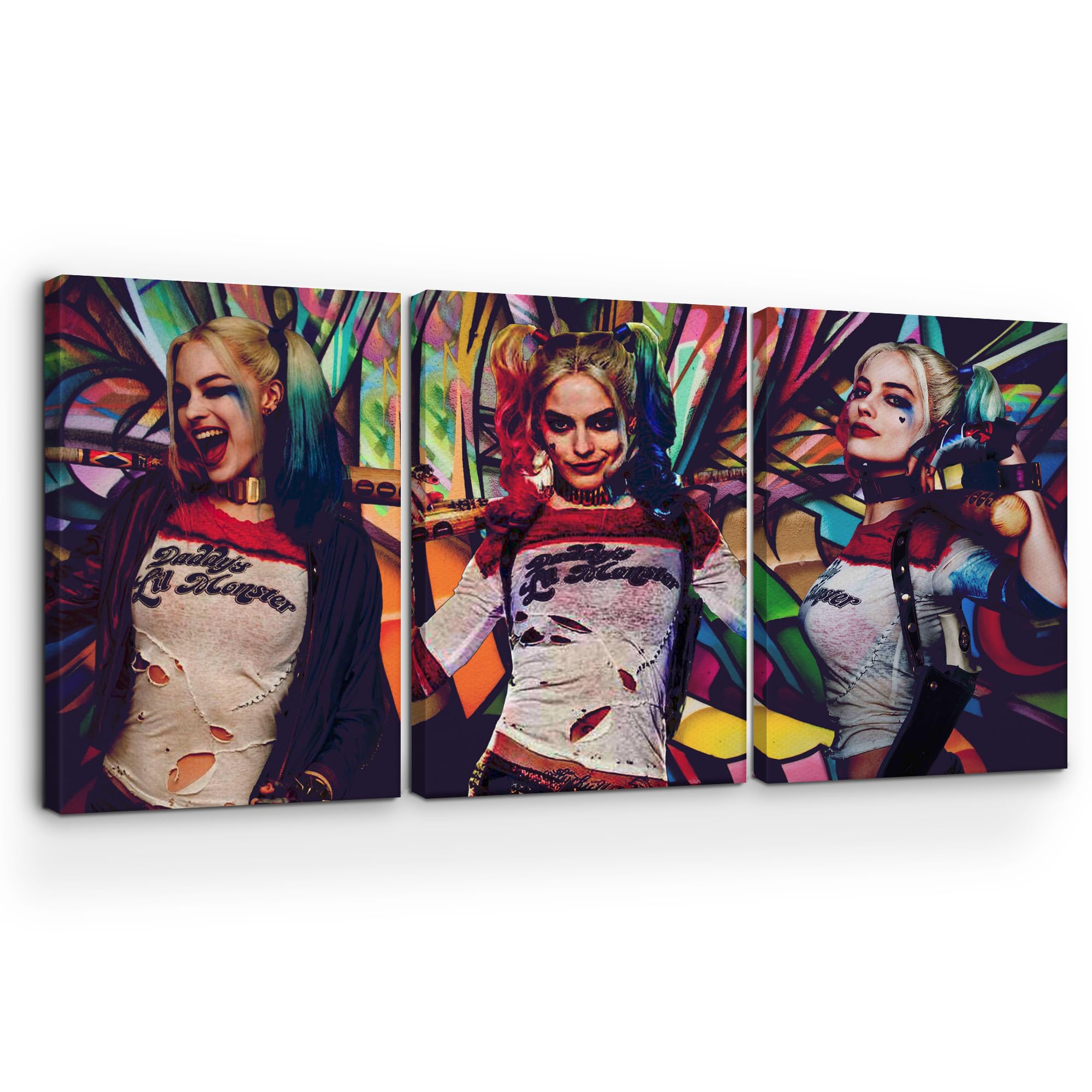 Harley Quin Canvas Wall Art by DreamController Set of 3 - 16x24 inches ...