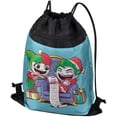 thumbnail image 1 of Harley Quinn And Joker Naughty List Drawstring Backpack Sports Bag Sackpack 17" x 13", Perfect for Gym, Yoga or Practice, 1 of 5