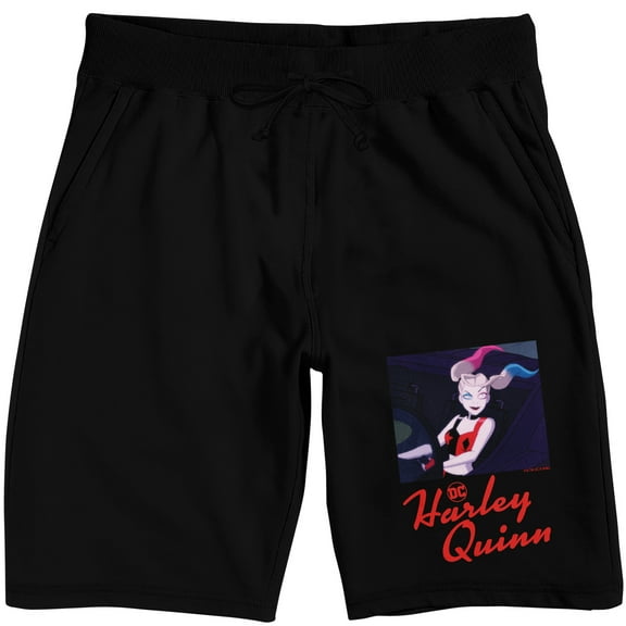 Harley Quinn Animated Men's Black Lounge Shorts-XXL