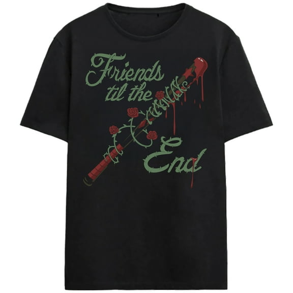 Harley Quinn Animated Series Friends Til The End Adult Black Crew Neck Short Sleeve T-shirt-XL