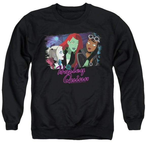 Harley Quinn Animated Series Girl Gang Unisex Adult Crewneck Sweatshirt (Medium) Black