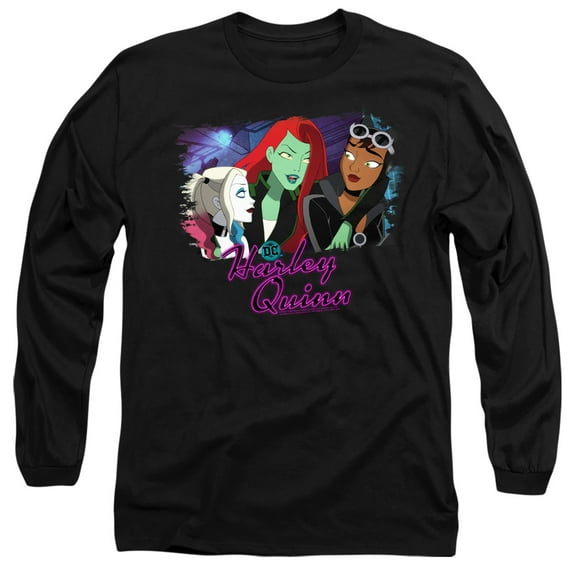 Harley Quinn Animated Series Girl Gang Unisex Adult Long-Sleeve T Shirt (Medium) Black