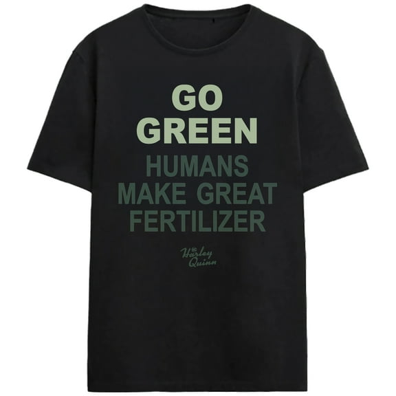Harley Quinn Animated Series Go Green Adult Black Crew Neck Short Sleeve T-shirt
-XS