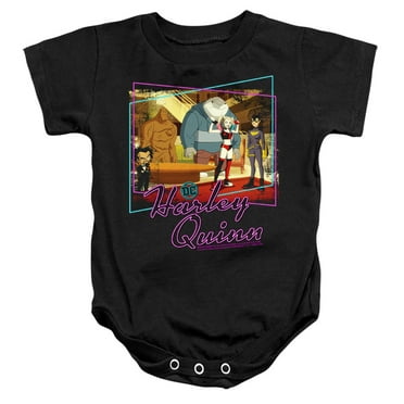 Harley Quinn Animated Series Group Shot Unisex Infant Snap Suit for Baby (18 Months) Black