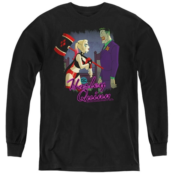 Harley Quinn Animated Series Harley And Mr. J Kids Long Sleeve T Shirt (Medium) for Youth Boys and Girls, Black