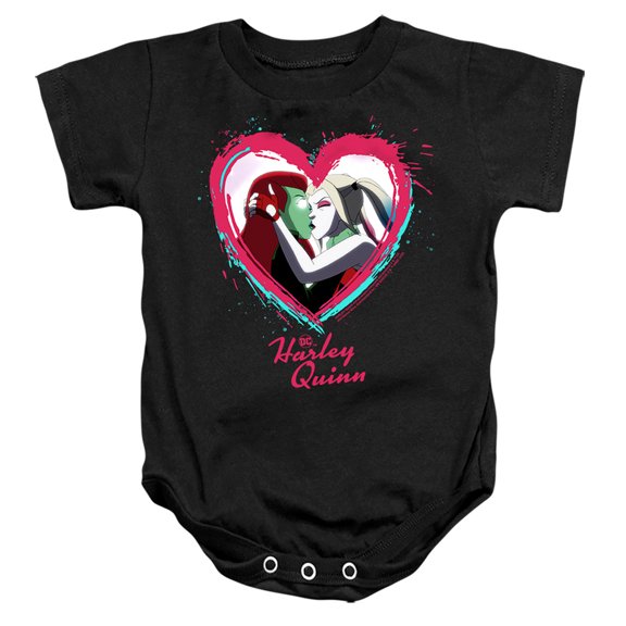 Harley Quinn Animated Series Harley Ivy Kiss Unisex Infant Snap Suit for Baby (12 Months) Black