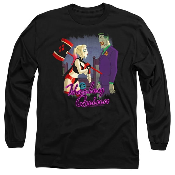 Harley Quinn Animated Series Harley and Mr. J Unisex Adult Long-Sleeve T Shirt (2X-Large) Black