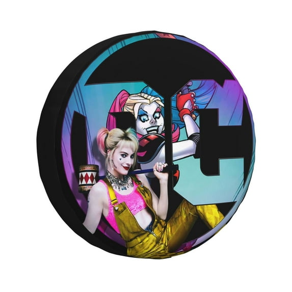 Harley Quinn Animated Spare Tire Cover Waterproof Dust-Proof Universal Wheel Tire Cover Protector Accessories 14" 15" 16" 17"
