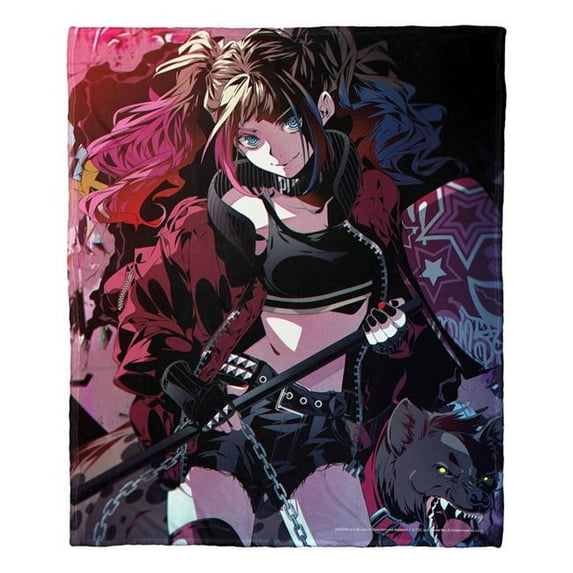 The Northwest 1BAT-23600-0061-OOF 50 x 60 in. Warner Bros. Batman Anime Harley Silk Touch Throw Blanket