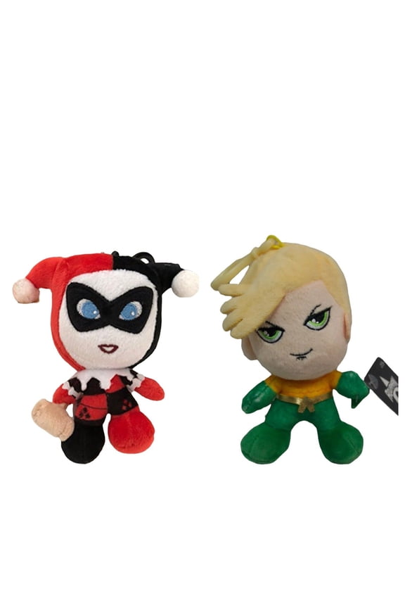 Harley Quinn & Aquaman Aqua Man Justice League Comics 5" Plush Keychain Clip New