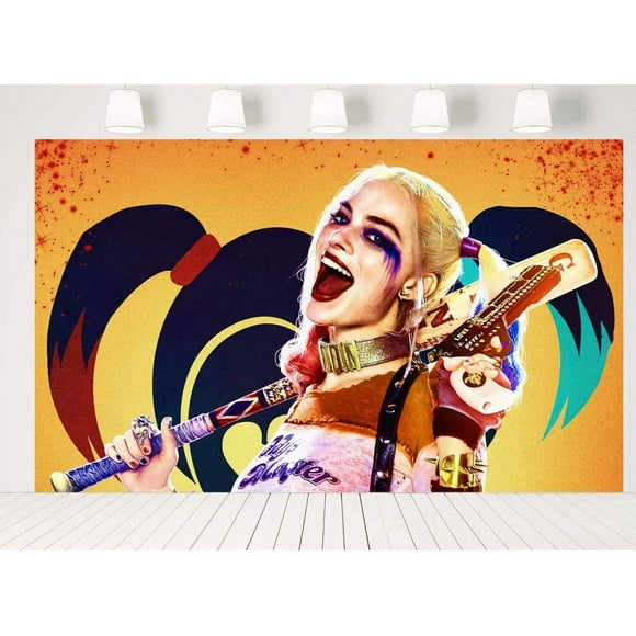 Harley Quinn Backdrop Poster Movie Theme Background for Photography Kids Party Supplies Banner Birthday Decorations
