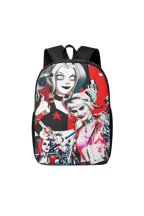Harley Quinn Backpack 17 Inch Large Capacity Casual School Bag Lightweight Daypack Laptop Bag Travel Hiking Camping