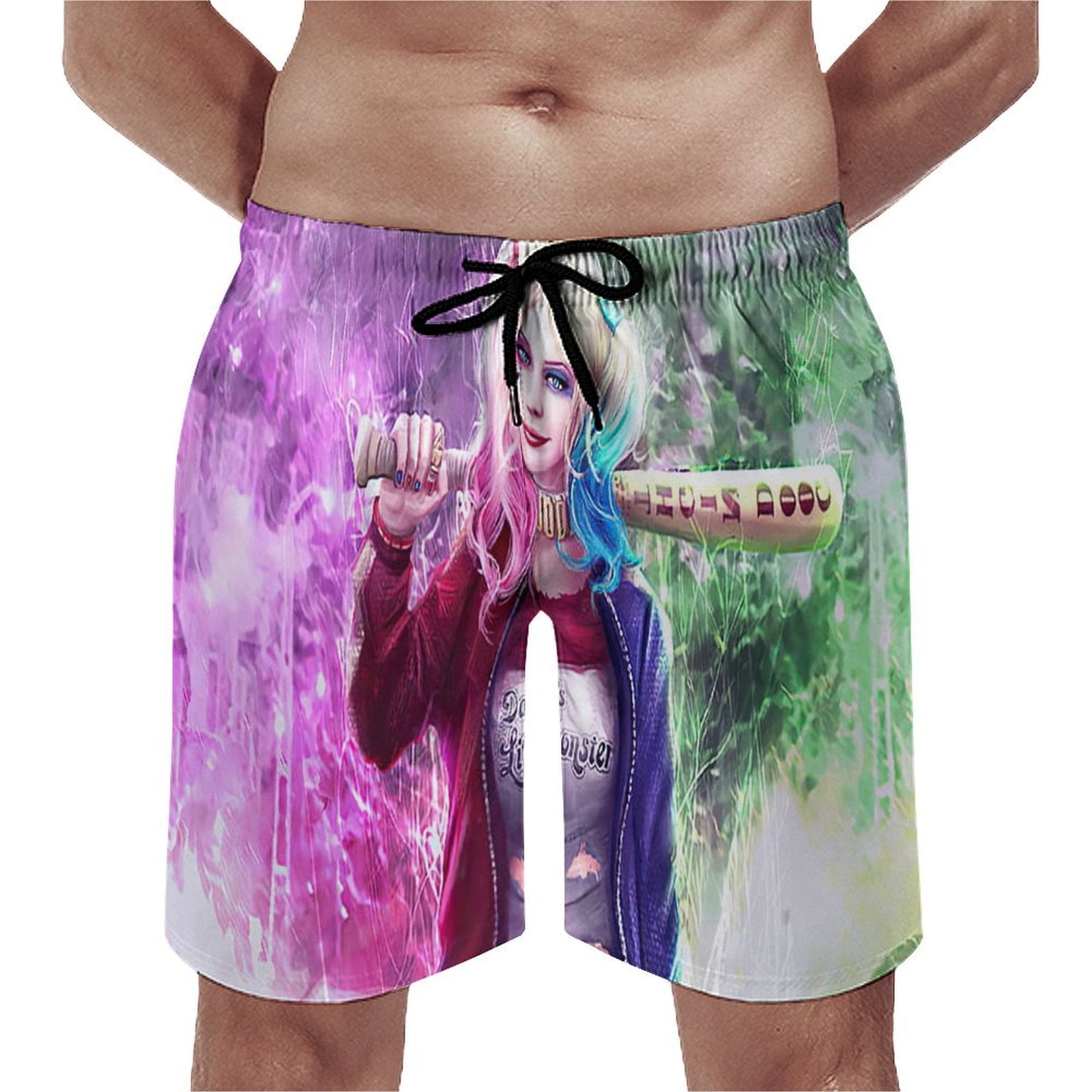 HarleyQuinn Beachwear Men's Hawaiian Beach Shorts Elastic Waist — free download