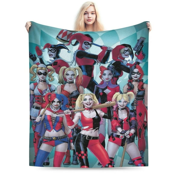 Harley Quinn Blanket, Super Soft Large Fluffy Plush Throw Blanket for Boys Girls Young Adults, Cozy Warm Flannel Blanket for Living Room Couch Bed All Seasons 40"X30"