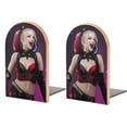 thumbnail image 1 of Harley Quinn Bookends Wood Book Divider Decor Shelves Non-Skid Book Stand 2 Pieces For Classroom Dormitory Bookshelf Office Home, 1 of 7