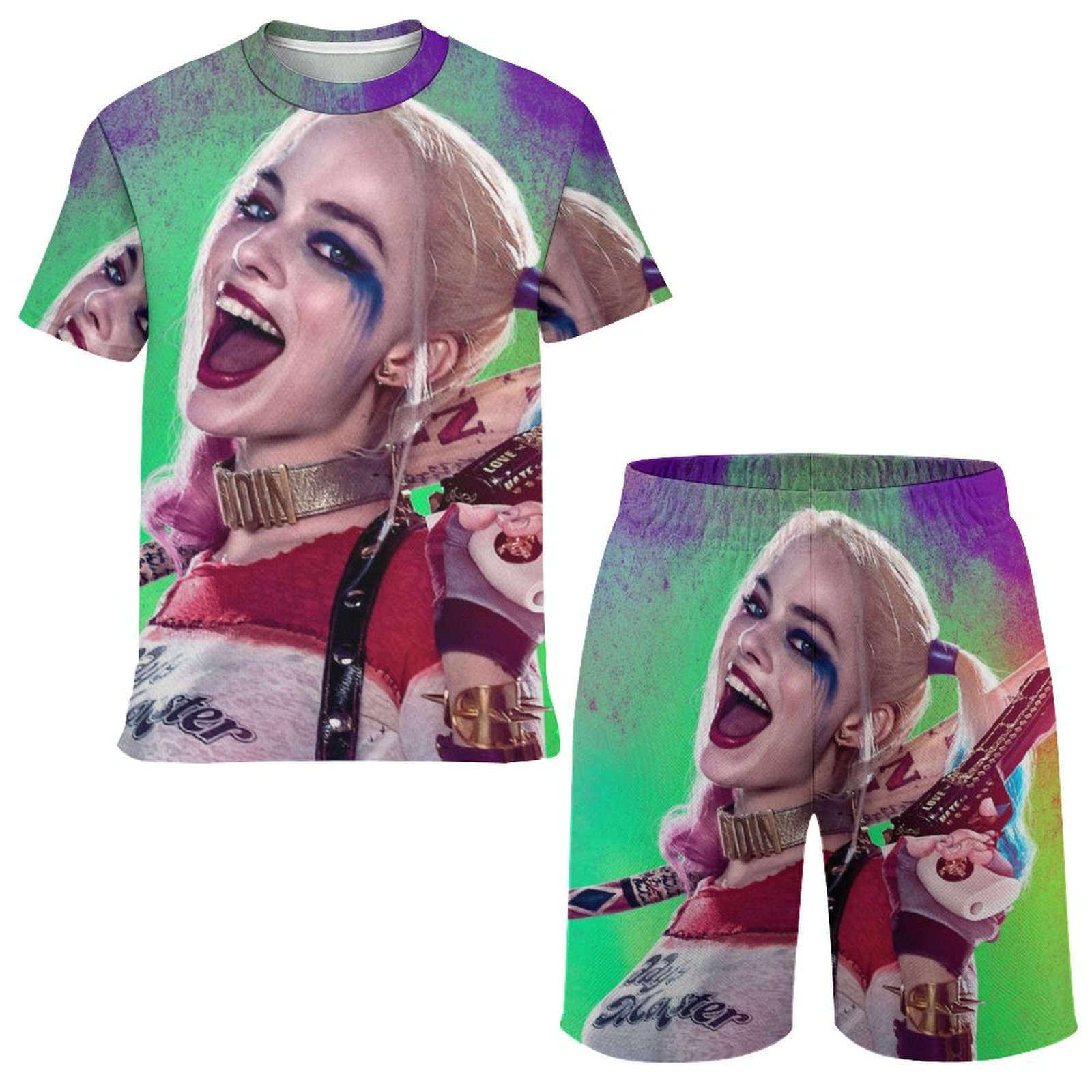 Harley Quinn Boys Short Sleeve TShirt And Mesh Shorts Outfit Set for — free download