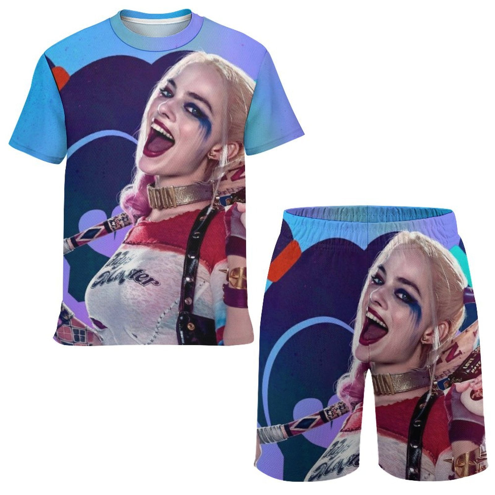 Harley Quinn Boys Short Sleeve TShirt And Shorts Outfit Set Activewear — free download