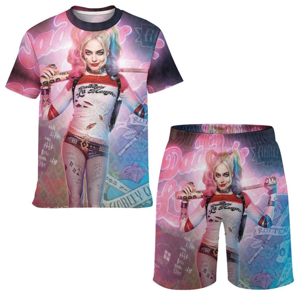 Harley Quinn Boys Short Sleeve TShirt And Shorts Outfit Set Activewear — free download