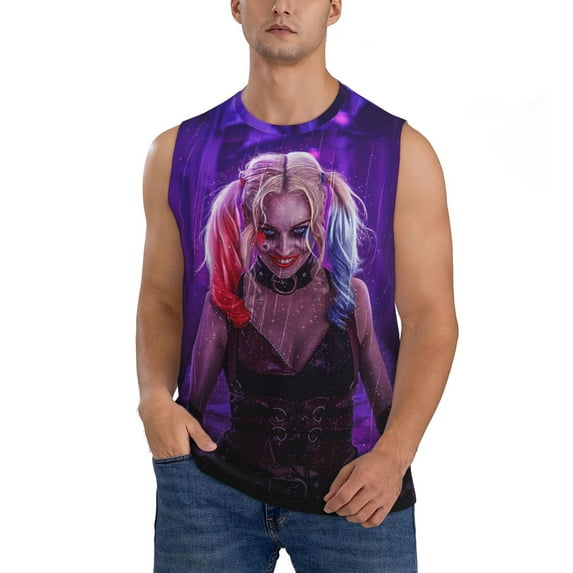 Harley Quinn Character Men's Tank Top Lightweight Summer Sleeveless Tee Shirt Muscle Tank Tops Workout T-Shirts Casual Athletic Undershirts