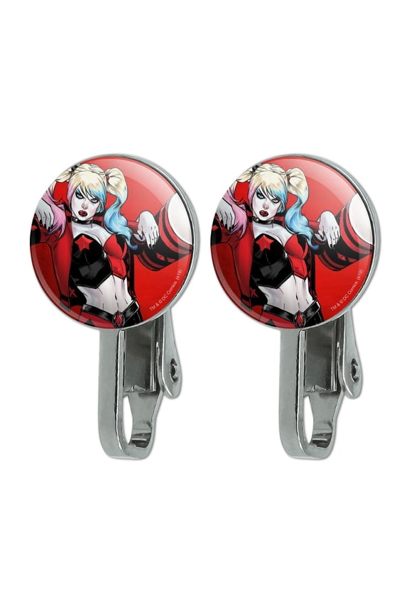 Harley Quinn Character Novelty Clip-On Stud Earrings