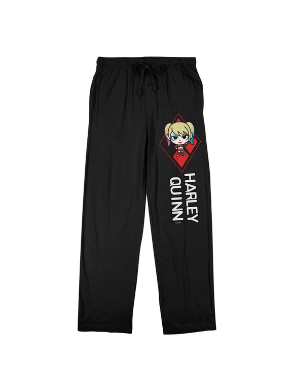 Harley Quinn Chibi Character Men's Black Sleep Pants-Medium
