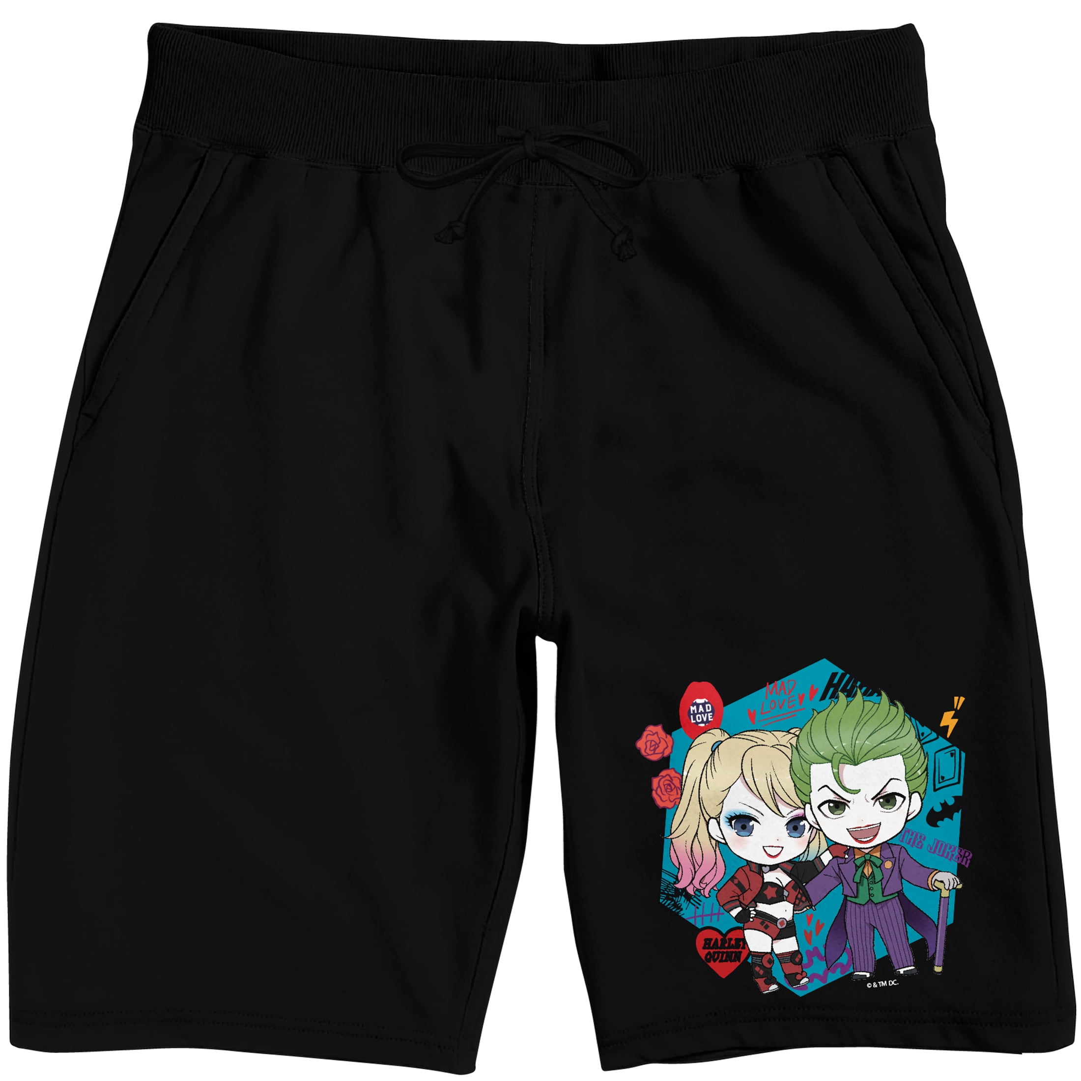 Harley Quinn Chibi Harley & Joker Men's Black Sleep Pajama ShortsLarge — free download