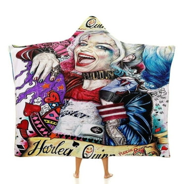 Harley Quinn Cloak Hooded Blanket Soft Warm Wearable Blanket Cozy Plush Hoodie Blanket Wrap Blanket