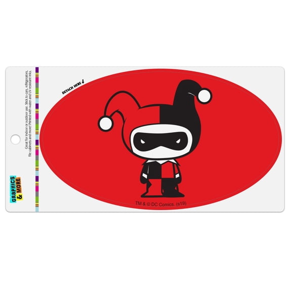 Harley Quinn Cute Chibi Character Automotive Car Refrigerator Locker Vinyl Euro Oval Magnet