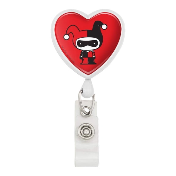 Harley Quinn Cute Chibi Character Heart Lanyard Retractable Reel Badge ID Card Holder