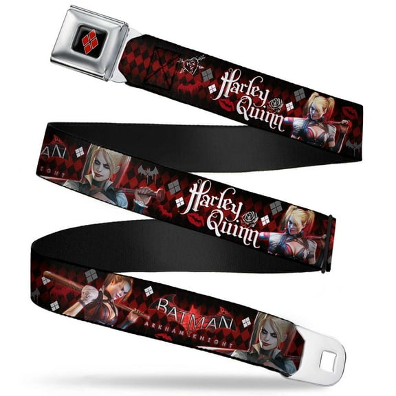 Harley Quinn Diamond Full Color Black Red Batman Arkham Knight Logo Harley Seatbelt Belt Standard