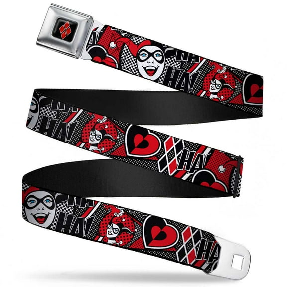 Harley Quinn Diamond Full Color Black Red Harley Quinn Poses Hahaha! Seatbelt Belt Kids