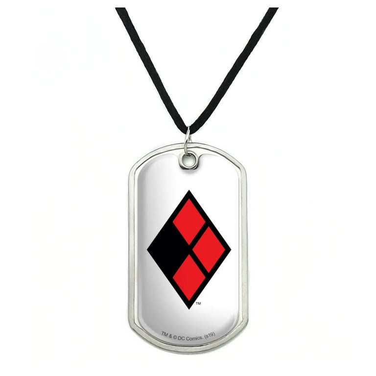 Harley Quinn Diamond Logo Military Dog Tag Pendant Necklace with Cord