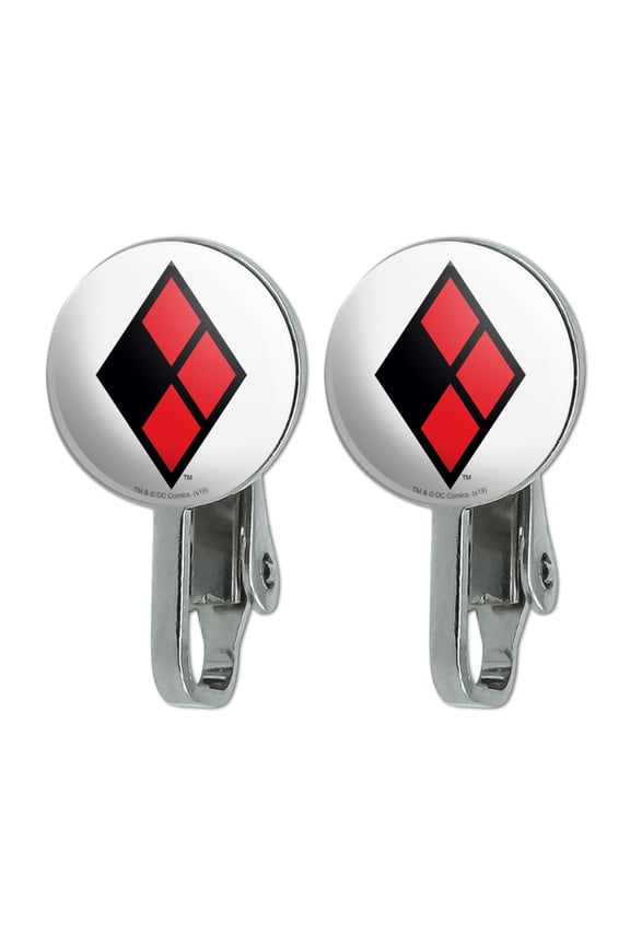 Harley Quinn Diamond Logo Novelty Clip-On Stud Earrings