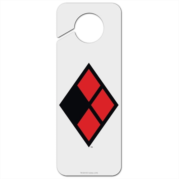 Harley Quinn Diamond Logo Plastic Door Knob Hanger Sign