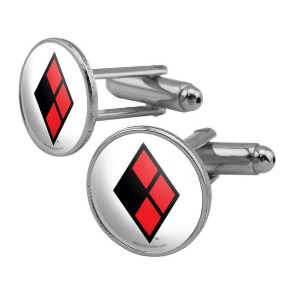 Harley Quinn Diamond Logo Round Cufflink Set Silver Color