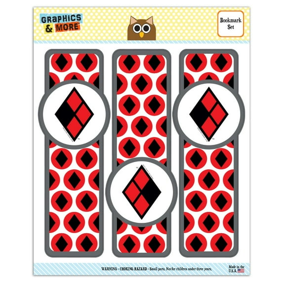 Harley Quinn Diamond Logo Set of 3 Glossy Laminated Bookmarks