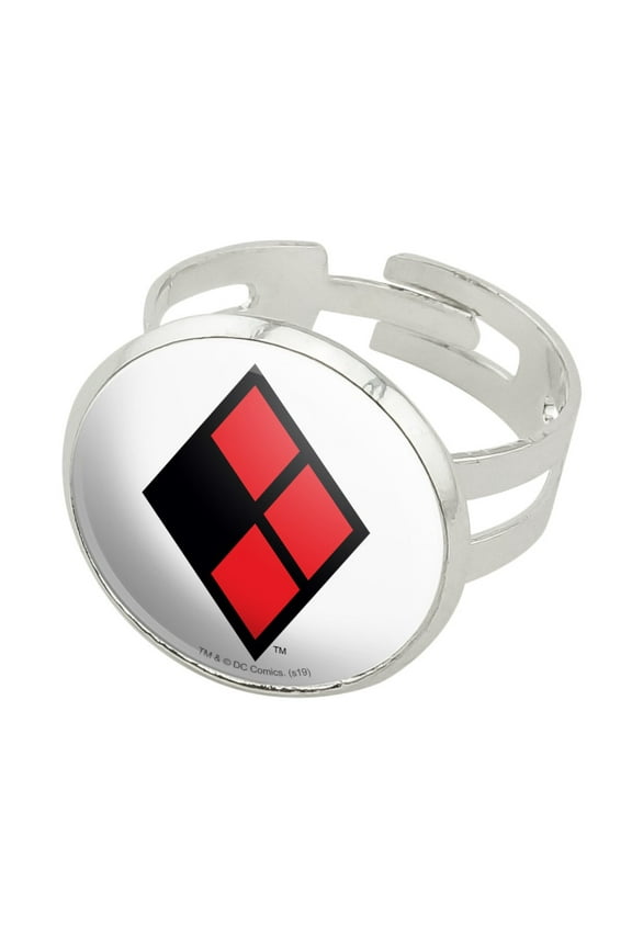 Harley Quinn Diamond Logo Silver Plated Adjustable Novelty Ring
