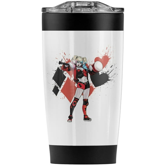 Harley Quinn Diamonds And Hearts Stainless Steel Tumbler 20 oz Coffee Travel Mug/Cup, Vacuum Insulated & Double Wall with Leakproof Sliding Lid | Great for Hot Drinks and Cold Beverages