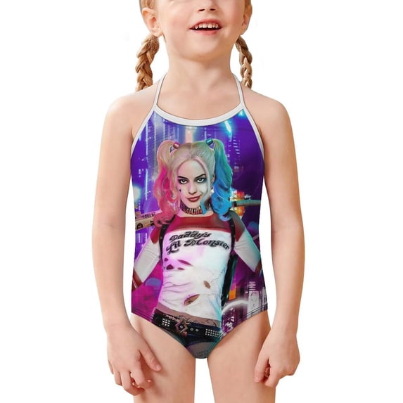 Harley Quinn Girls One Piece Swimsuits Kids Sport Summer Swimwear Beach Bathing Suit