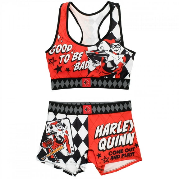 Harley Quinn 881282-large Good to Be Bad Sport Bra & Boy Short Panty Set - Large